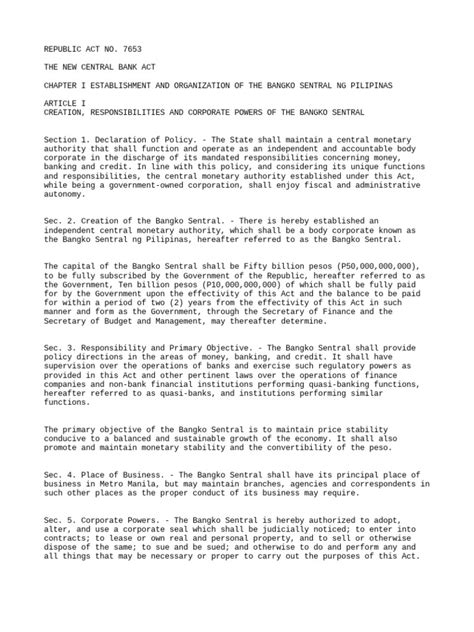 Republic Act No. 7653 .